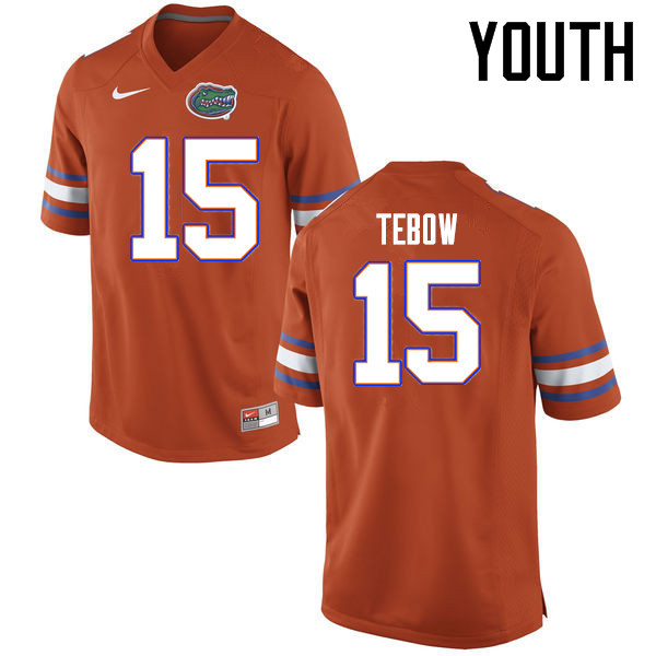 Youth Florida Gators #15 Tim Tebow College Football Jerseys Sale-Orange - Click Image to Close